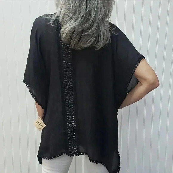 SALE Black Sheer Tassel Cover-up - Picture 2 of 3